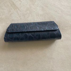 Brand New, Never Used Jalda Navy Embossed Leather Clutch